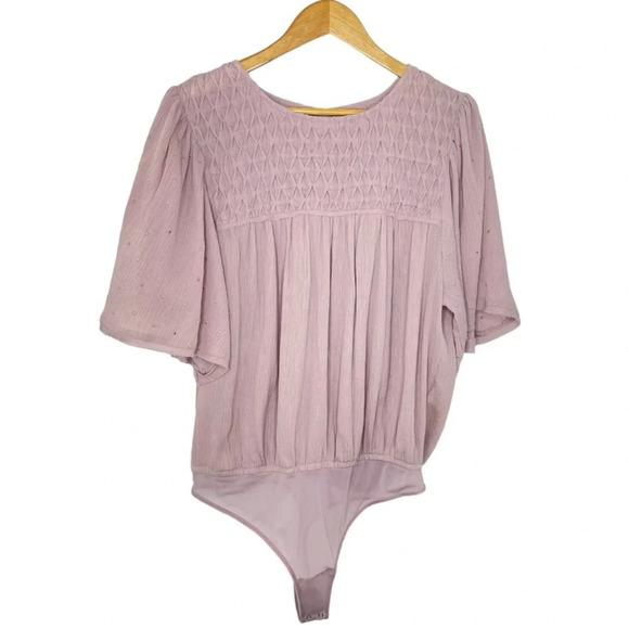 🌟NEW Intimately Free People Pink Smocked Billowy Perfect Catch Bodysuit Medium - Picture 3 of 12